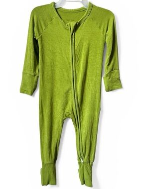 Little Sleepies Avocado Zippy, Bright Green Zip Footed Pajamas, GUC, 0-3, Solid